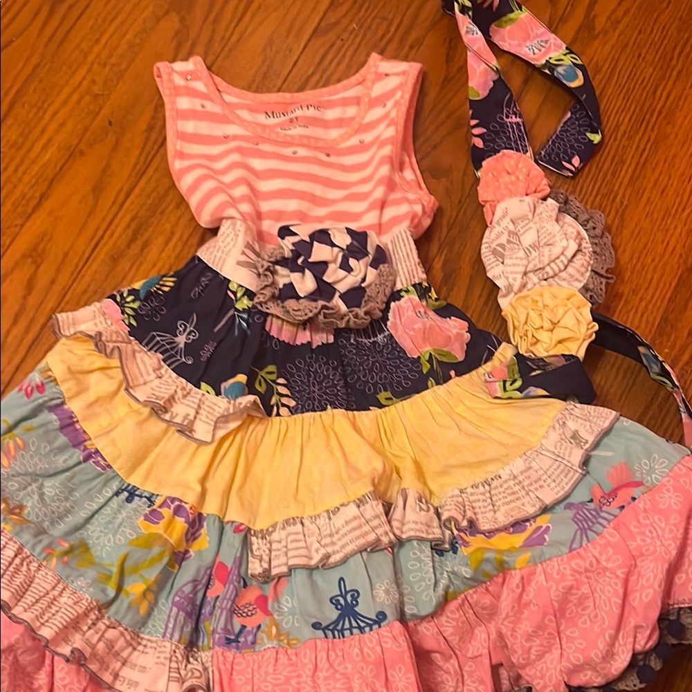 Colorful Striped and Floral Dress with Headband